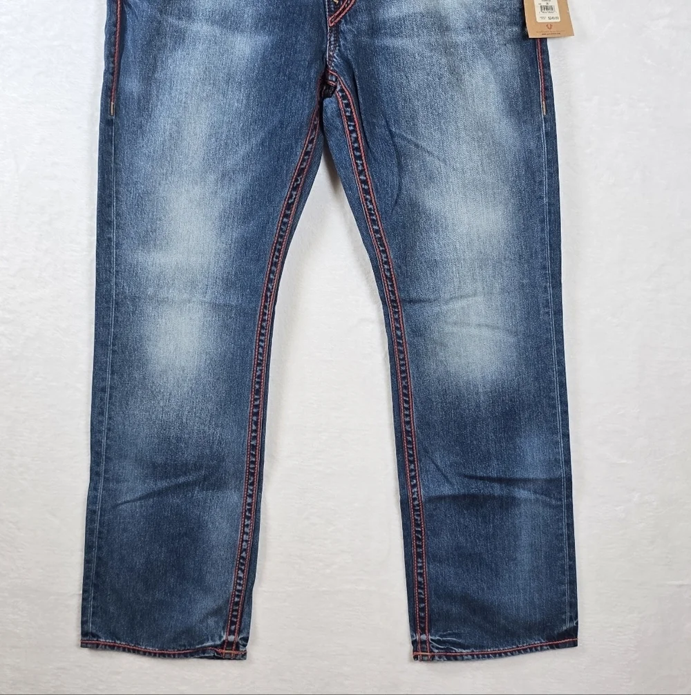 True Religion Ricky Exposed Red Chainstitch Straight Flap Jeans Men's Sz. 36